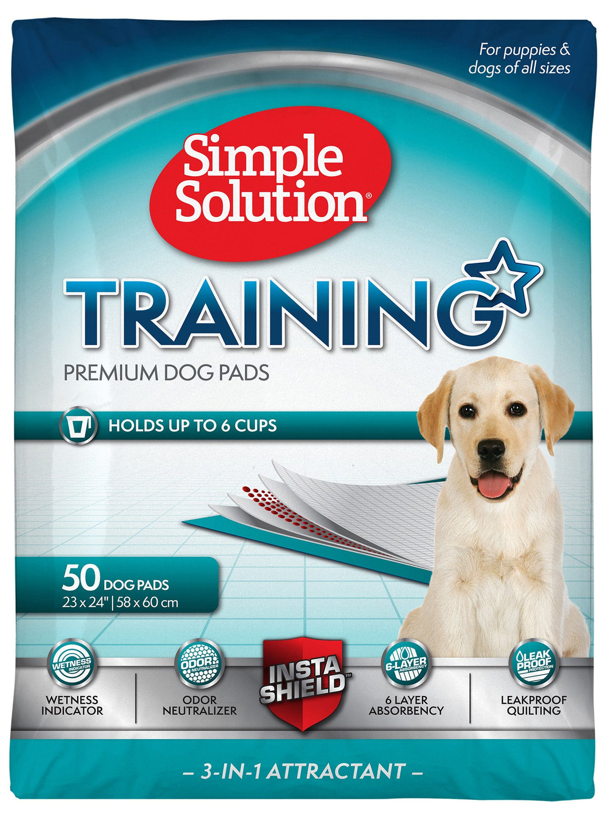 Simple Solution Training pads, front of the 50-count package