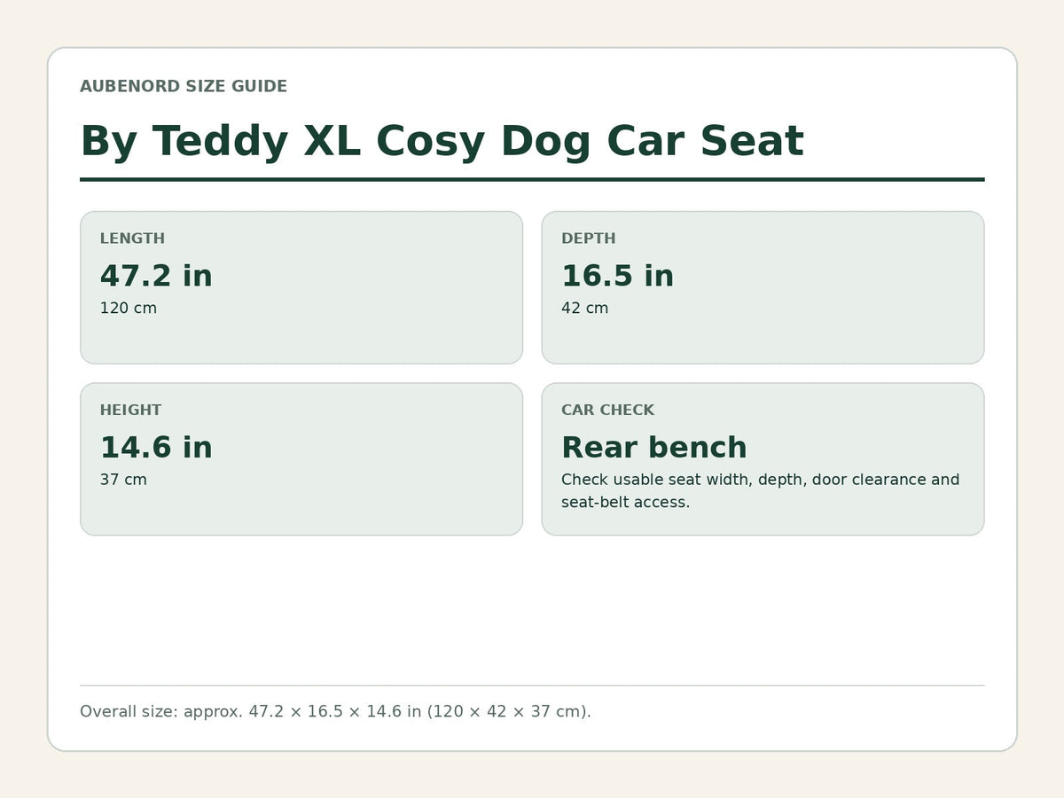 By Teddy XL Cosy Dog Car Seat size and measurement guide