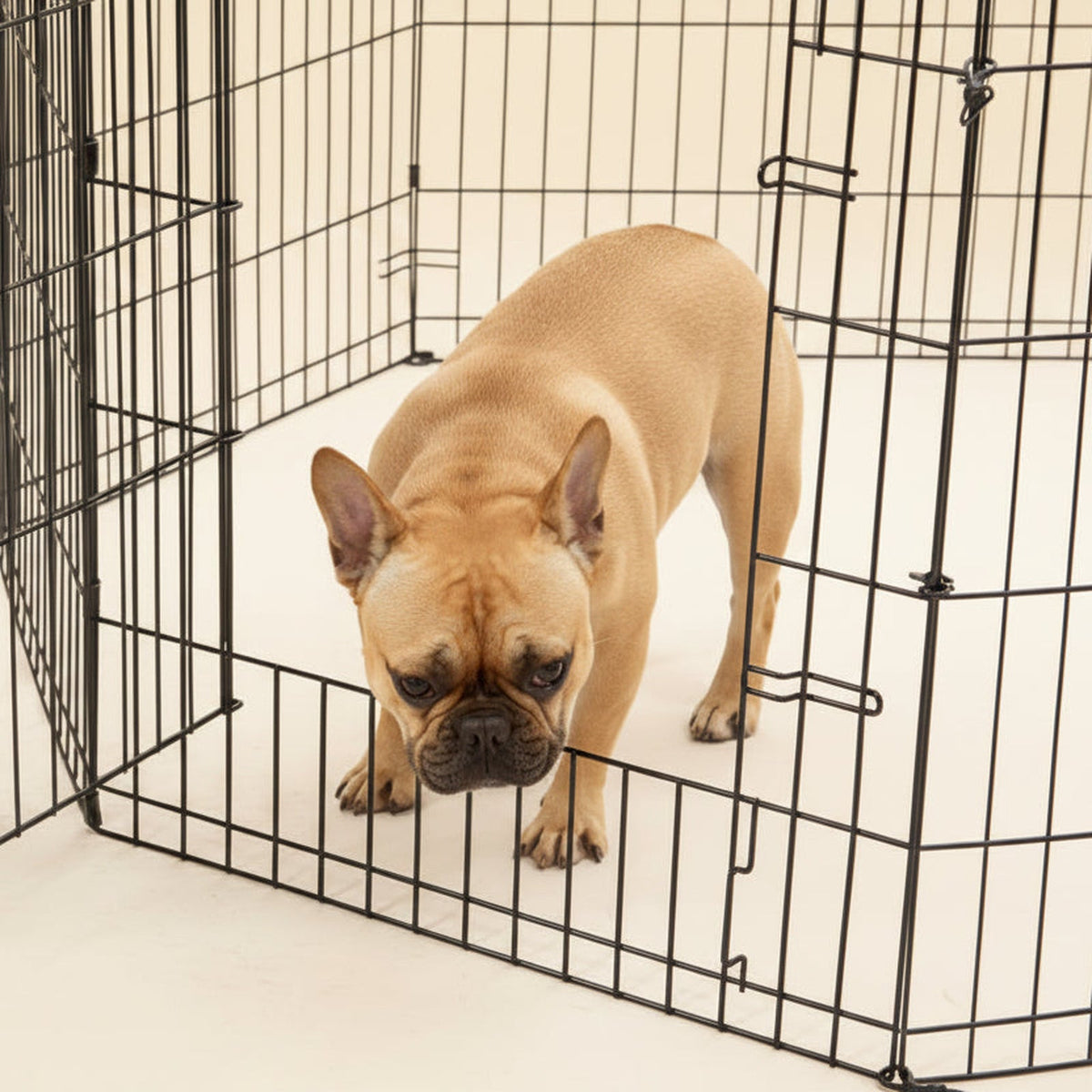 French Bulldog inside a MidWest Contour Exercise Pen