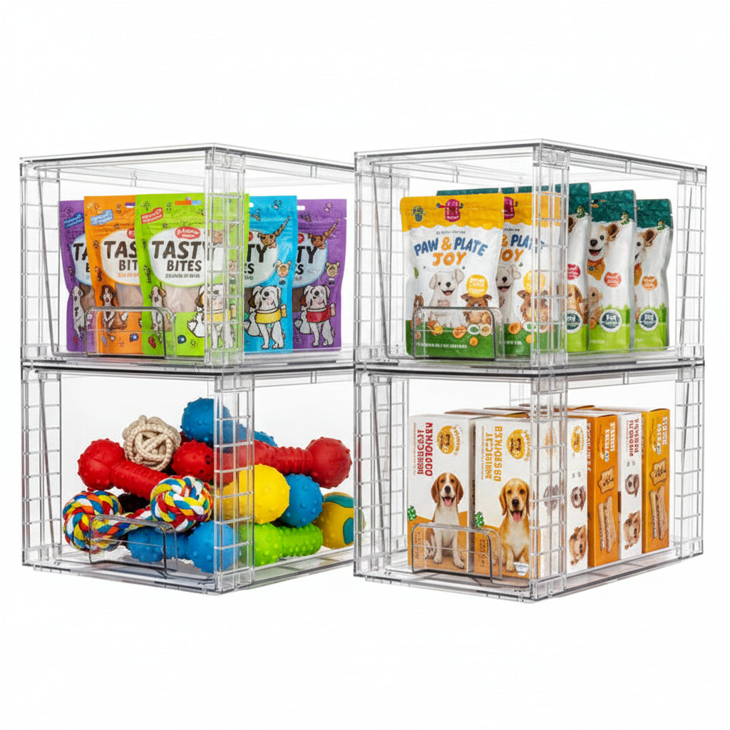 Vtopmart clear stackable drawers showing storage capacity