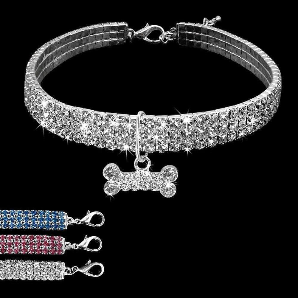 Bling Bling Small Dog Collar - Dog Collar, French Bulldog Diamante Design Collar