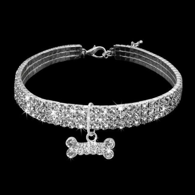 Bling Bling Small Dog Collar - White / L - Dog Collar