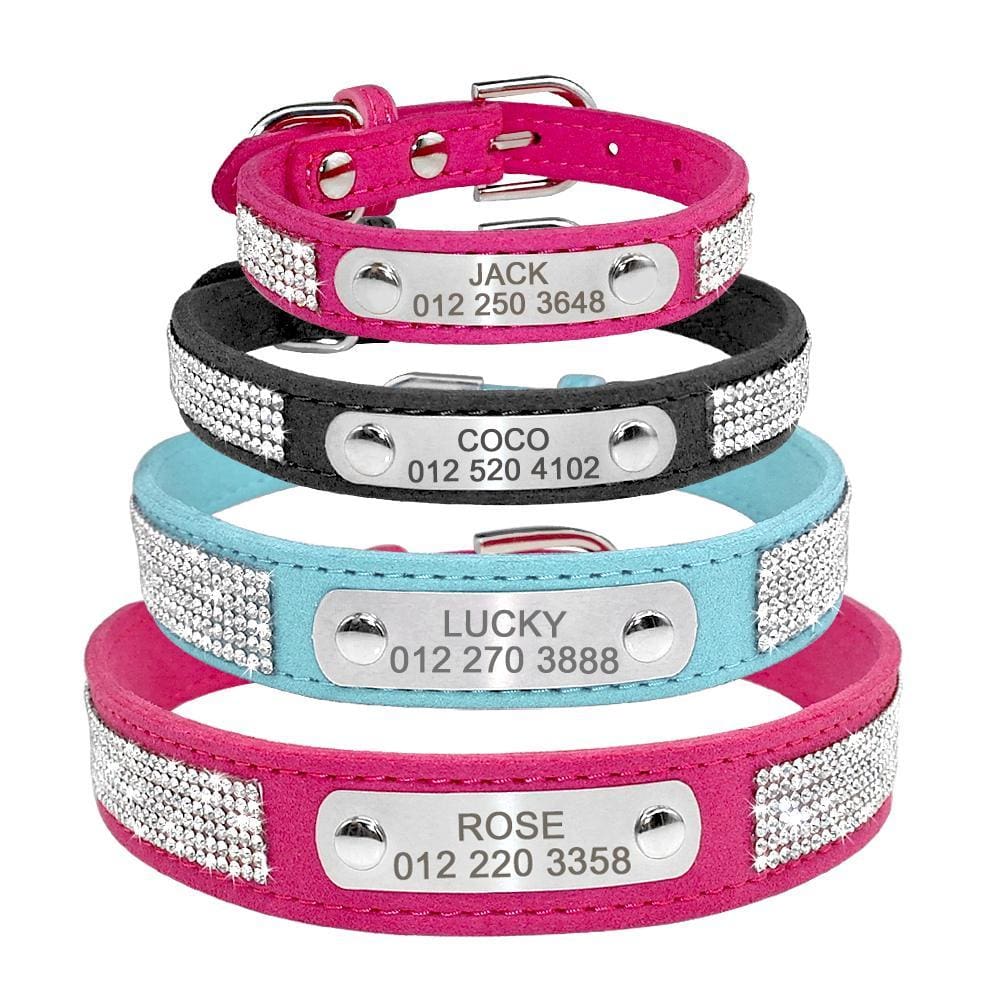 Chelsea Bling Bling Engraved Dog Collar - French bulldog Collar
