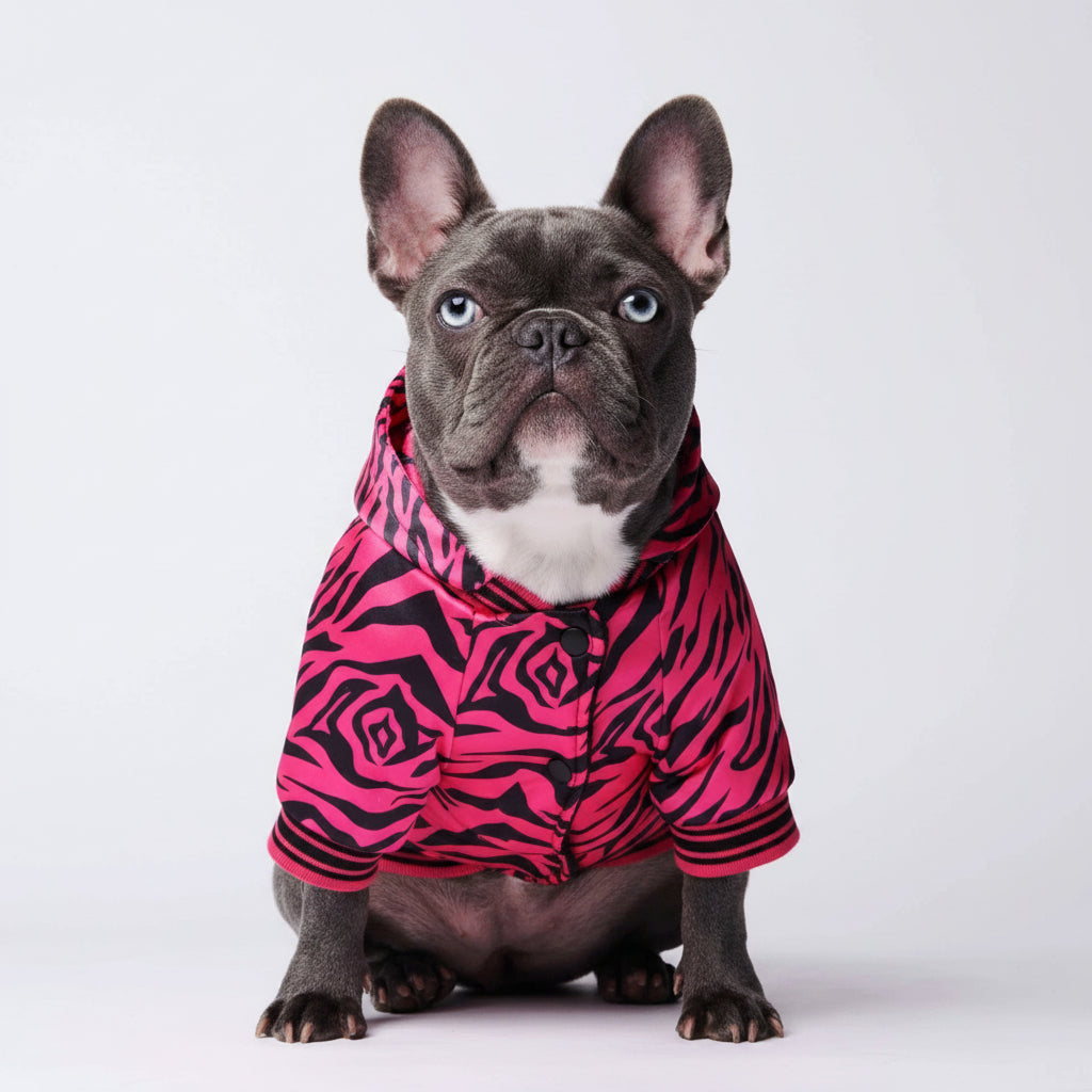 Zebra Print French Bulldog Jacket, Zebra Print French Bulldog Cardigan