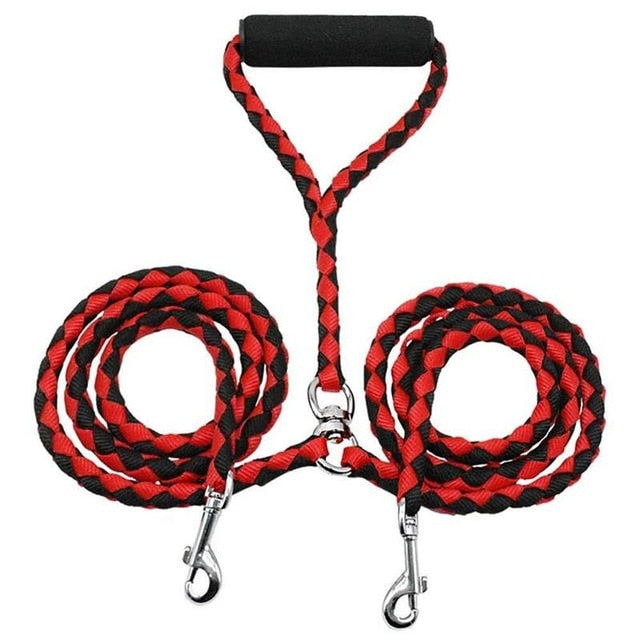 Dual Dog Leash - Red Colour
