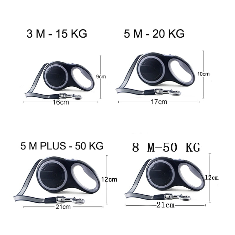 Retractable dog leash with comfortable handle for mobility walks