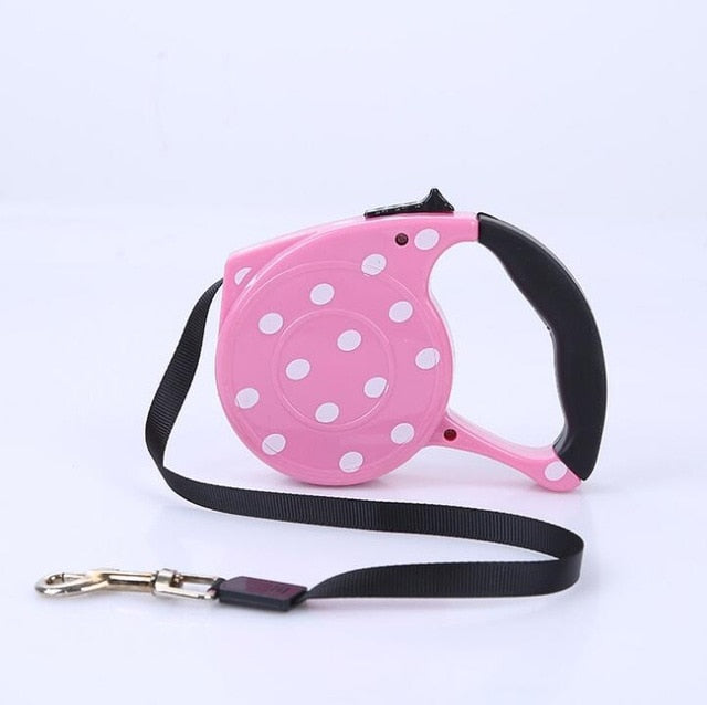 Dog Leash, Dog Running Leash, Pink Polka Dots