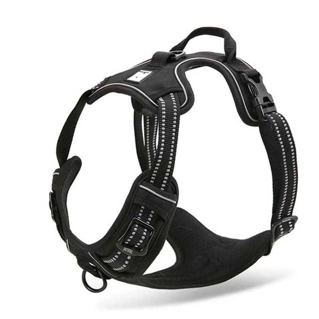 All Weather Reflective Nylon French Bulldog Harness - Black Colour