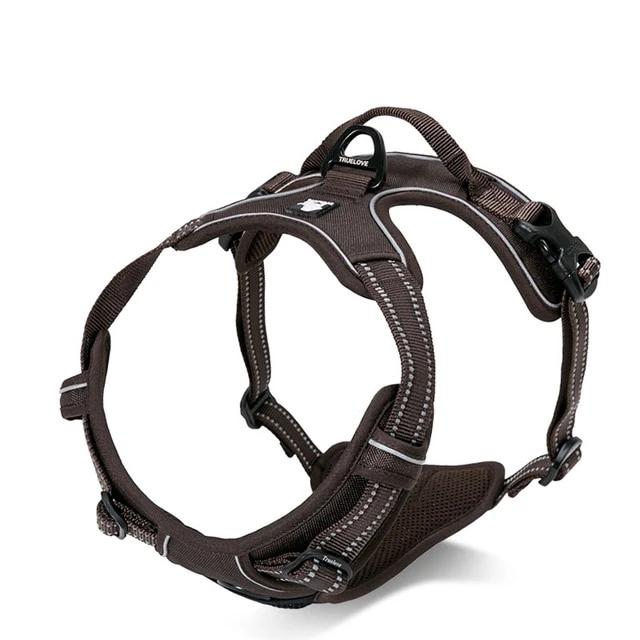 All Weather Reflective Nylon French Bulldog Harness - Brown Colour