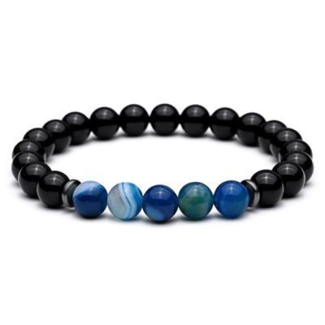 The Fitzrovia Mens Stone Bracelet - Black And Blue - Bracelet