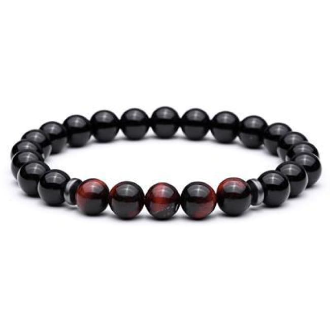 The Fitzrovia Mens Stone Bracelet - Dark Red - Bracelet