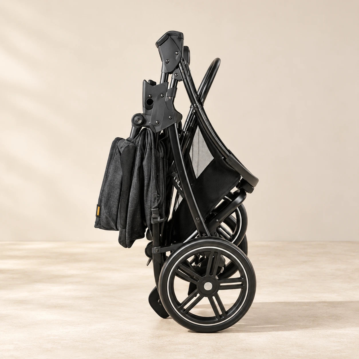 My Duque COOPER dog stroller folded upright for storage