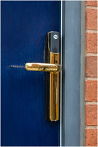 Yale Conexis L2 smart lock installed on a blue door