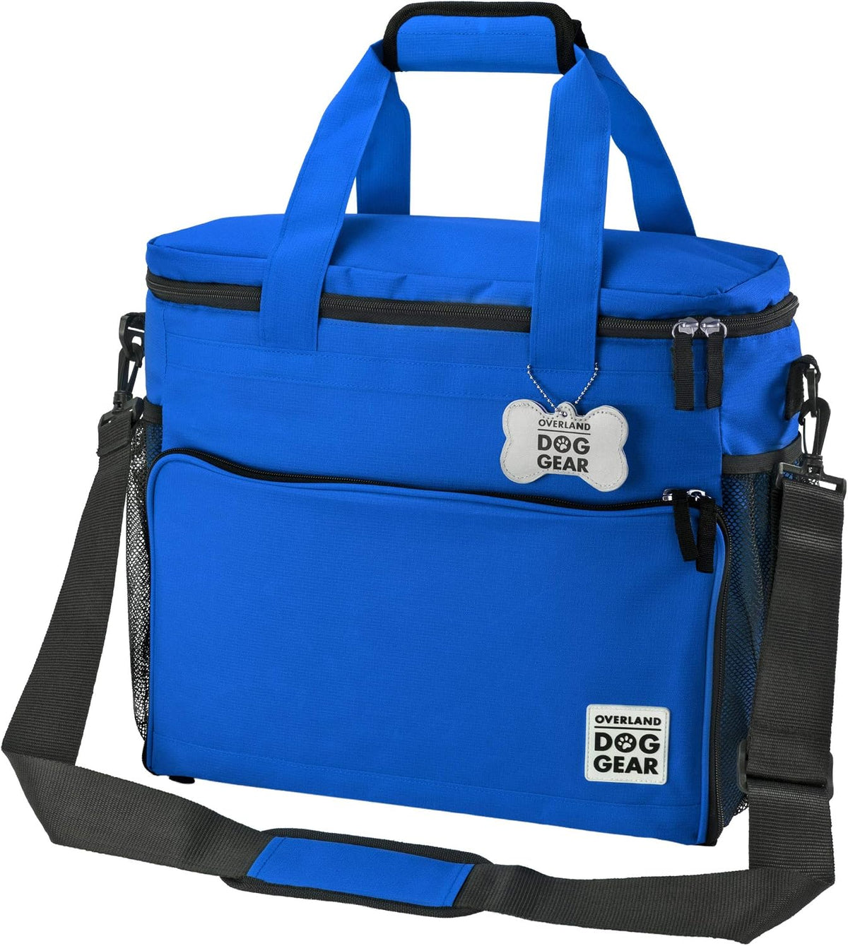 Royal Blue Overland Dog Gear Week Away tote closed with adjustable shoulder strap