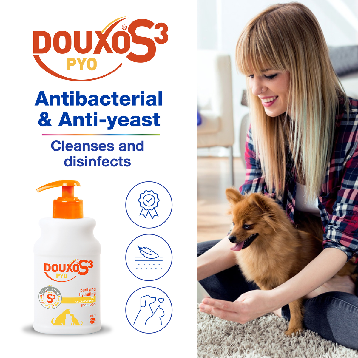 DOUXO S3 PYO shampoo for bacterial and yeast skin care in dogs and cats