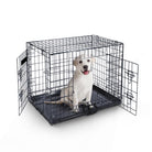 FurDreams 42 inch folding black metal dog crate with dual doors