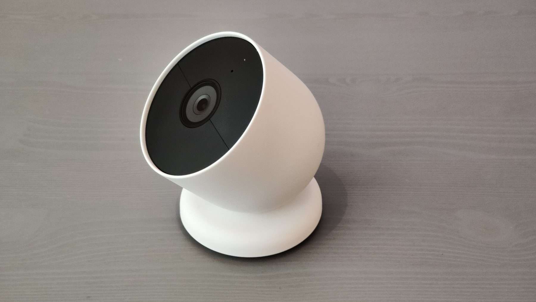 Google Nest Cam battery shown on a tabletop stand