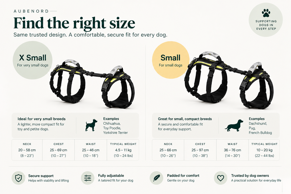 Help ’Em Up full-body lifting harness size options, alternate guide