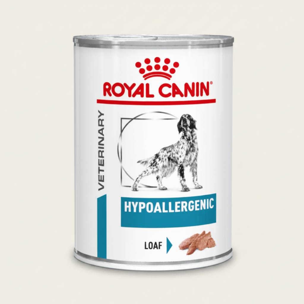 Royal Canin Veterinary Hypoallergenic Loaf wet dog food 400g can