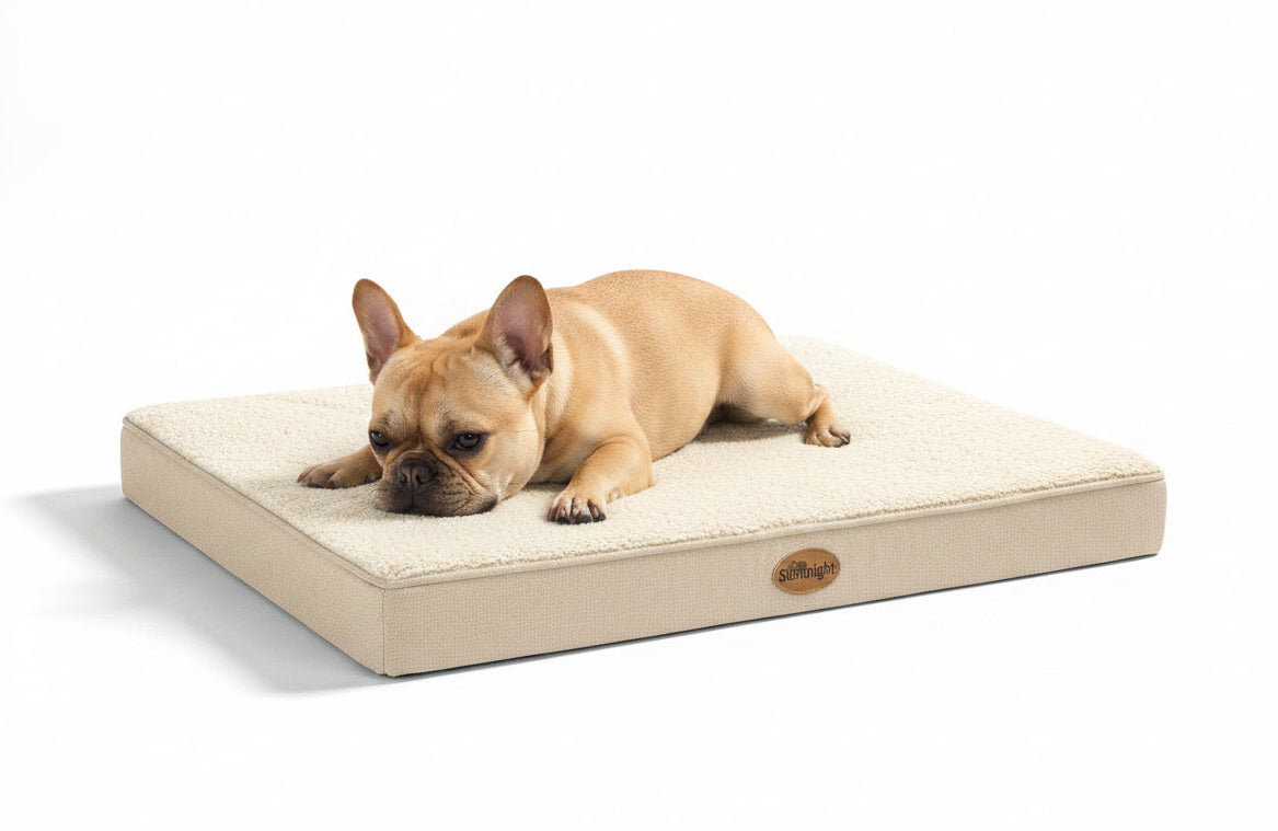 Silentnight Firm Support Pet Crate Mattress with dog lying on the low-profile mattress