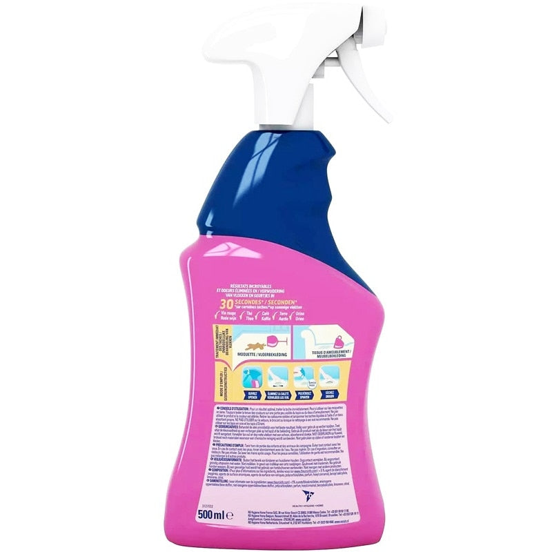Vanish Oxi Action Carpet & Upholstery Stain Remover 500ml rear bottle and label view