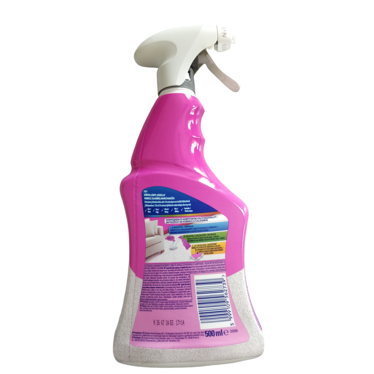 Vanish Oxi Action Carpet & Upholstery Stain Remover 500ml alternate rear and side product view