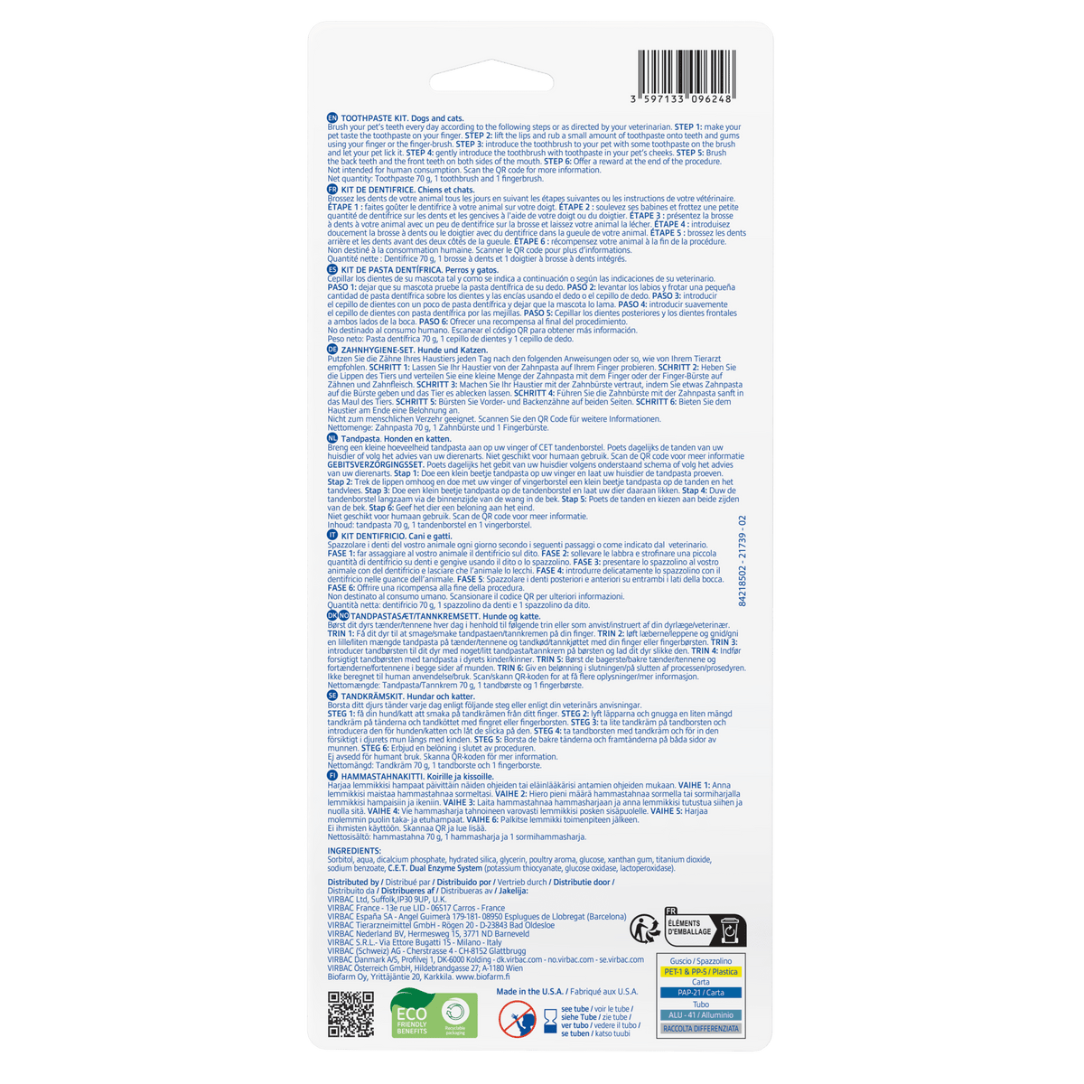 Virbac C.E.T. Oral Hygiene Kit official back-of-pack image