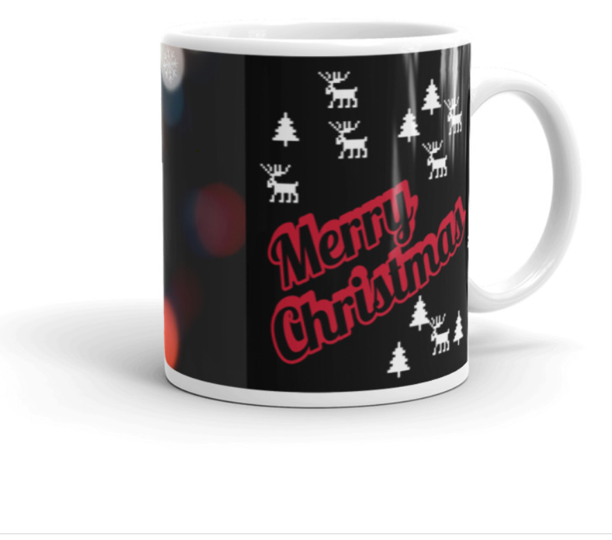 Personalised Pet Print Christmas Coffee Mug - Merry Christmas Text at back of the mug