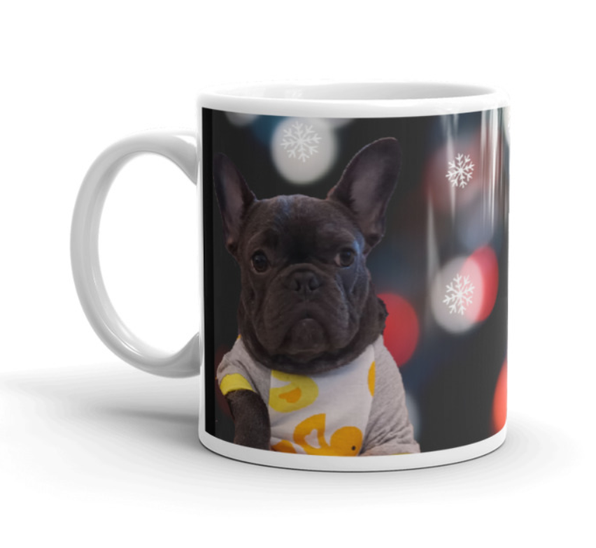 Personalised Pet Print Christmas Coffee Mug - Your dog picture on front of the mug