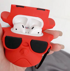 French bulldog shape airpod case - red colour, case open 