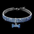 Bling Bling Small Dog Collar - Blue / L - Dog Collar, French Bulldog Diamante Design Collar