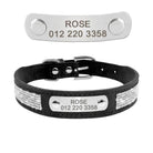 Chelsea Bling Bling Engraved Dog Collar - Black - French bulldog Collar