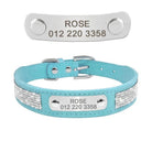 Chelsea Bling Bling Engraved Dog Collar - Blue - French bulldog Collar