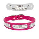 Chelsea Bling Bling Engraved Dog Collar - Rose - French bulldog Collar