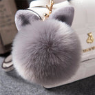 Fluffy Bunny Pom Pom Ball Keychain - Key Chain