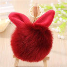 Fluffy Bunny Pom Pom Ball Keychain - Red Wine - Key Chain