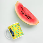 Frenchbulldog Coffee Mug - Background image next to Watermelon