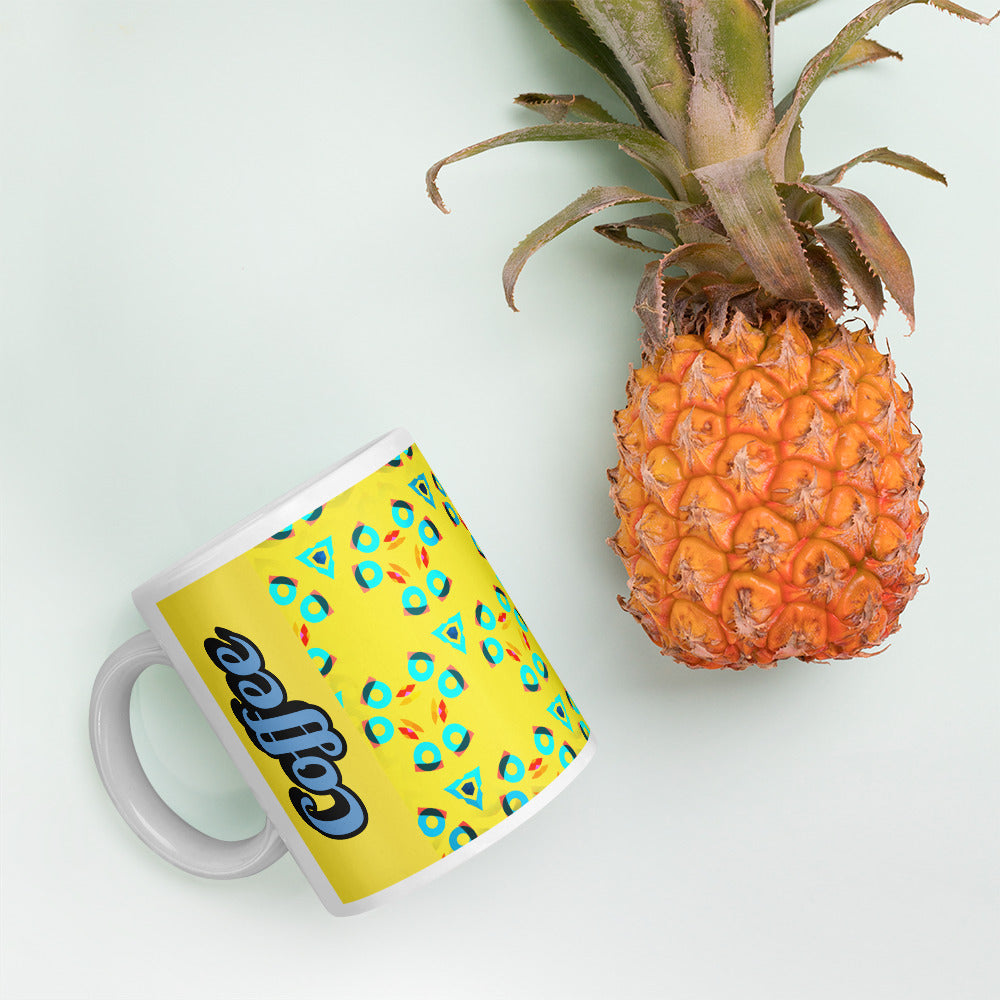 Frenchbulldog Coffee Mug - Background image next to Pineapple