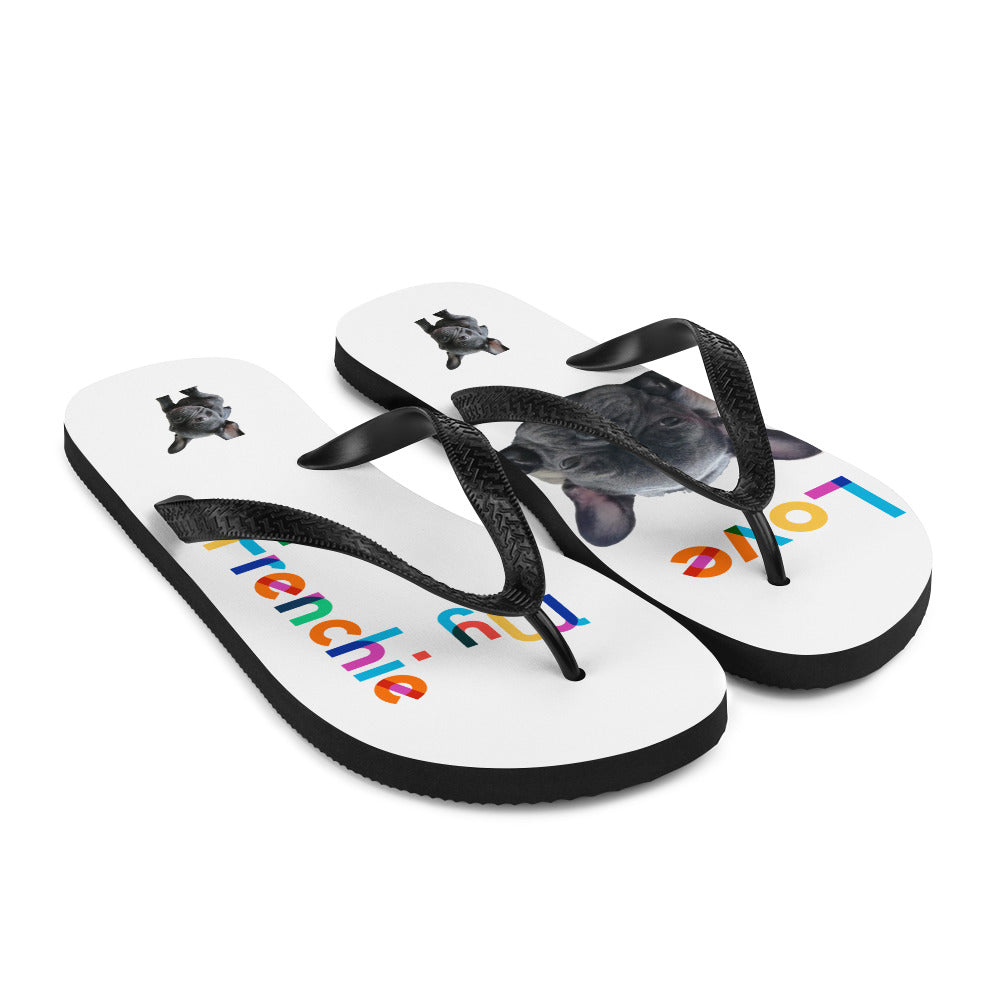 French Bulldog print flipflop