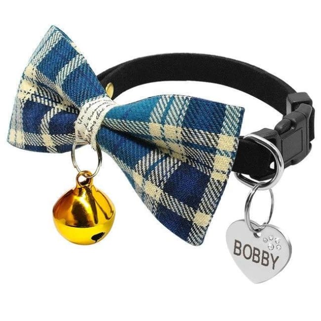 Personalised Dog Bowtie Collars - Blue / S - Dog Collar