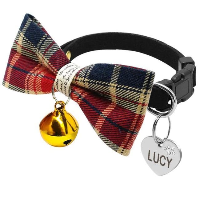 Personalised Dog Bowtie Collars - Red / S - Dog Collar