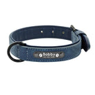 Personalized Custom Leather Dog Collar - Blue - Dog Collars, French bulldog leather collar