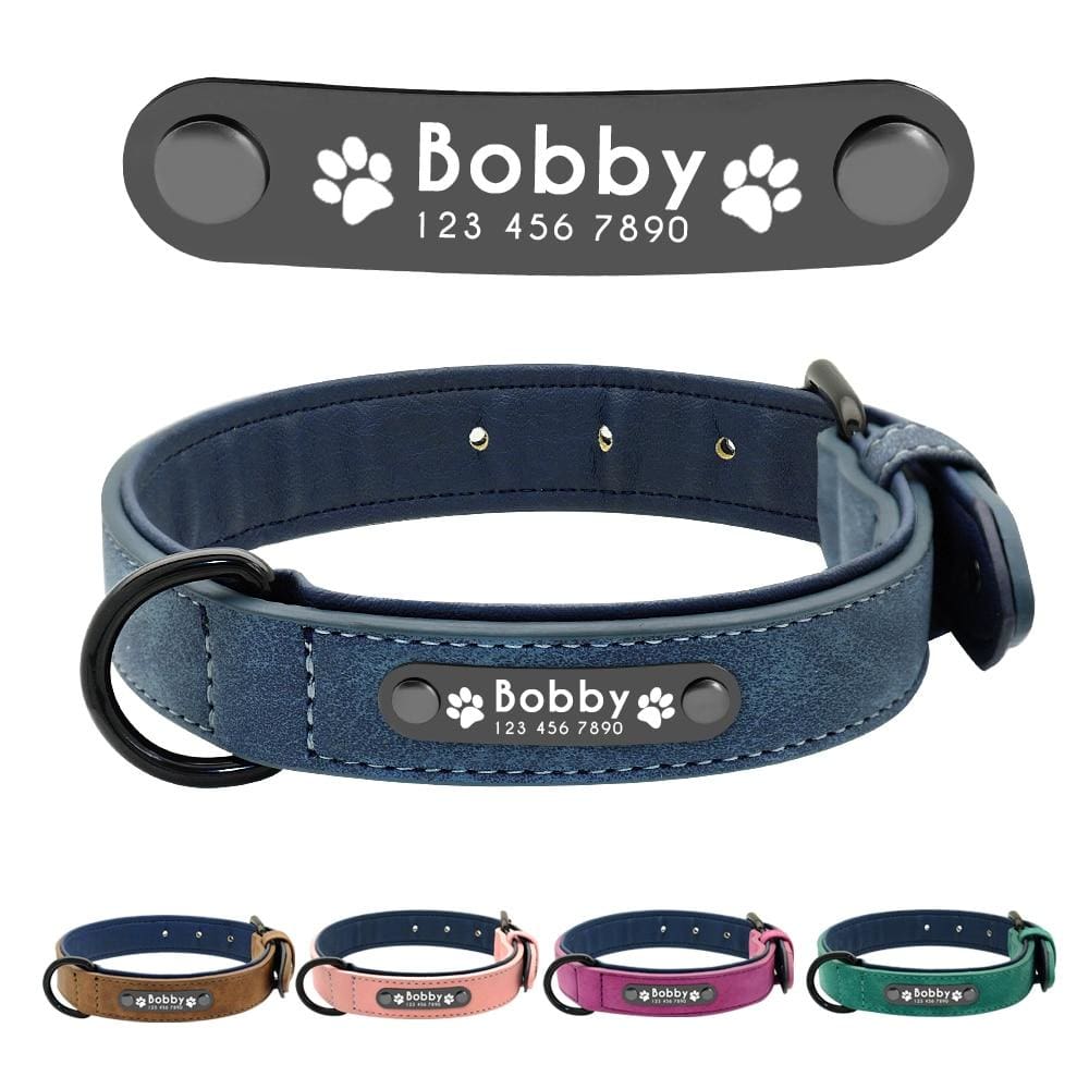 Personalized Custom Leather Dog Collar - Dog Collars, French bulldog leather collar