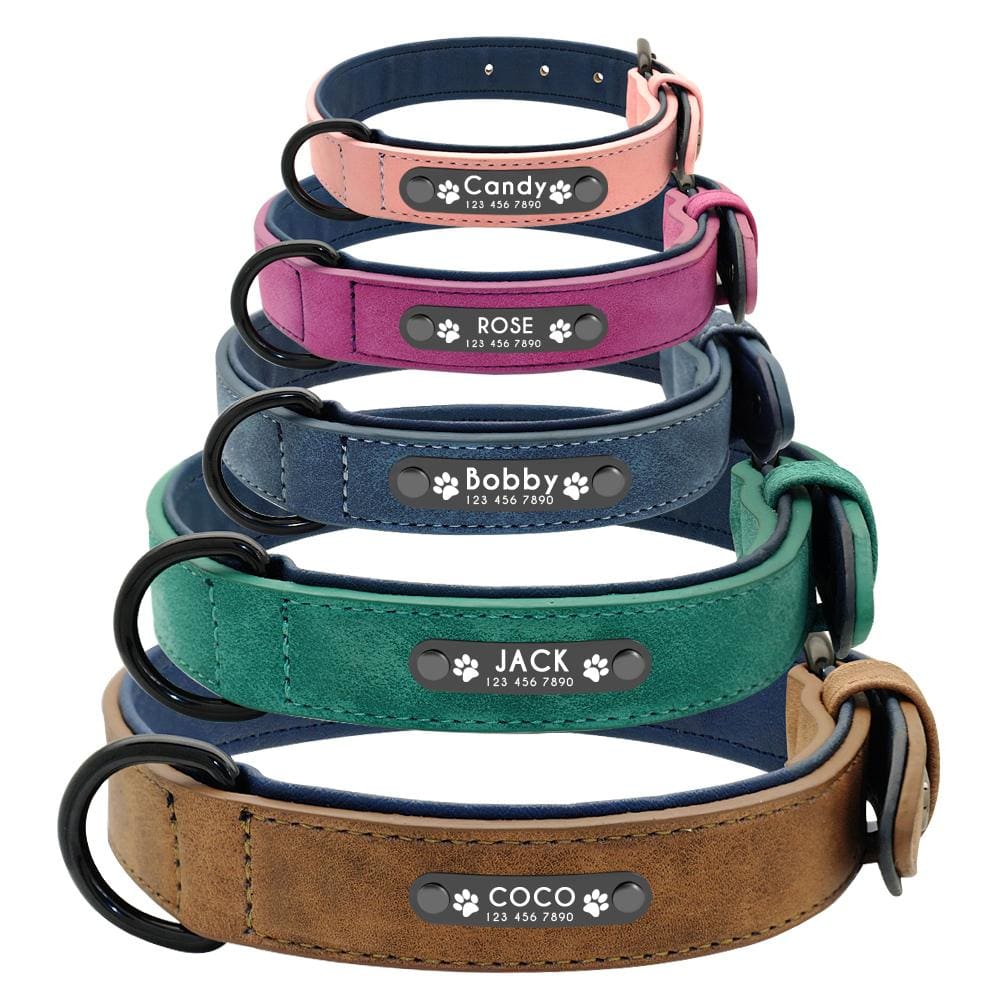 Personalized Custom Leather Dog Collar - Dog Collars, French bulldog leather collar