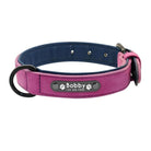 Personalized Custom Leather Dog Collar - Purple - Dog Collars, French bulldog leather collar