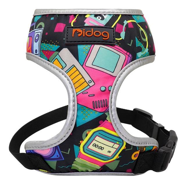 Back to the future pattern french bulldog harness - front view