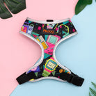 Back to the future pattern french bulldog harness - front view