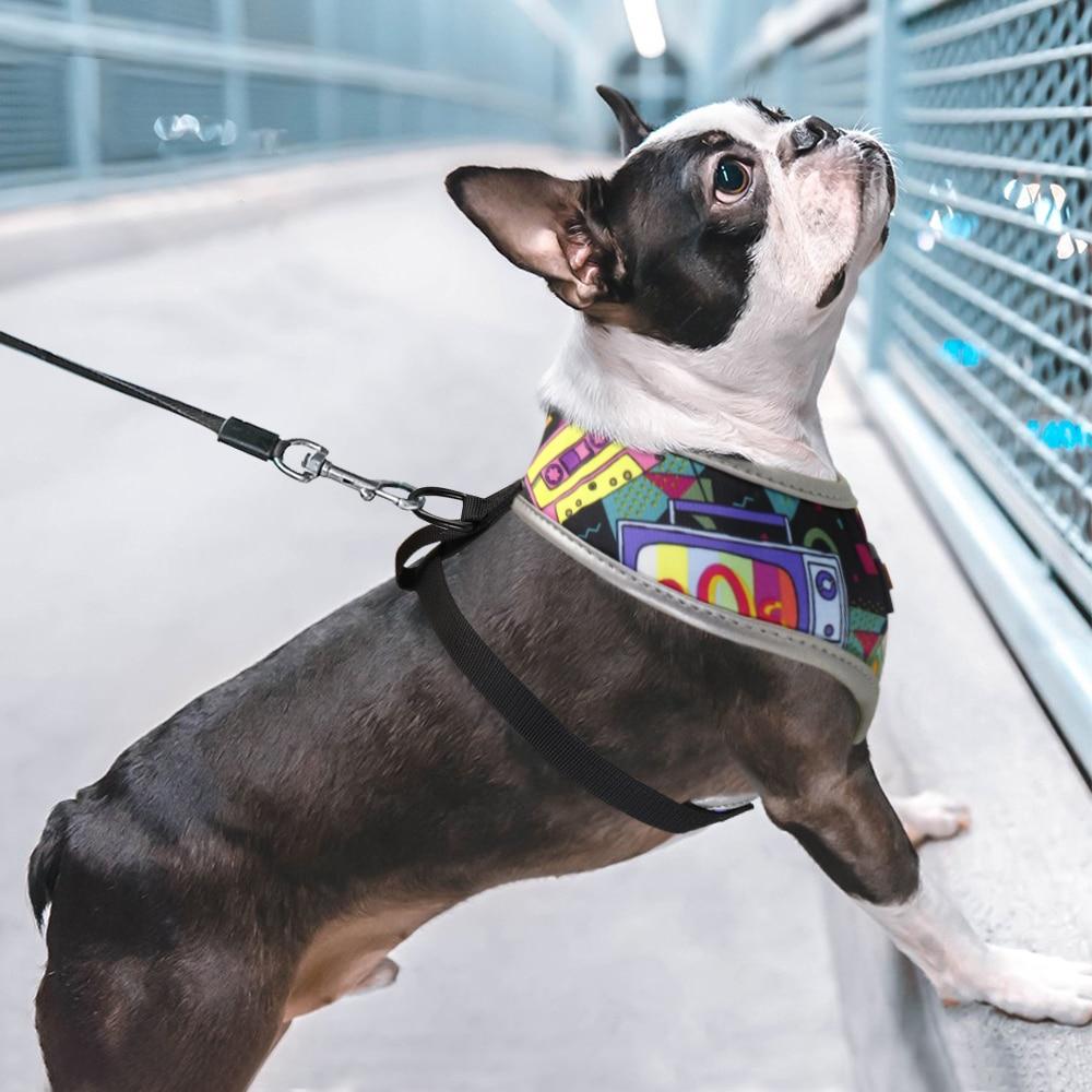 Back to the future pattern french bulldog harness - Model side view