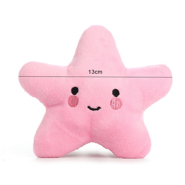 Selection of plush toys for dogs, pink star shape