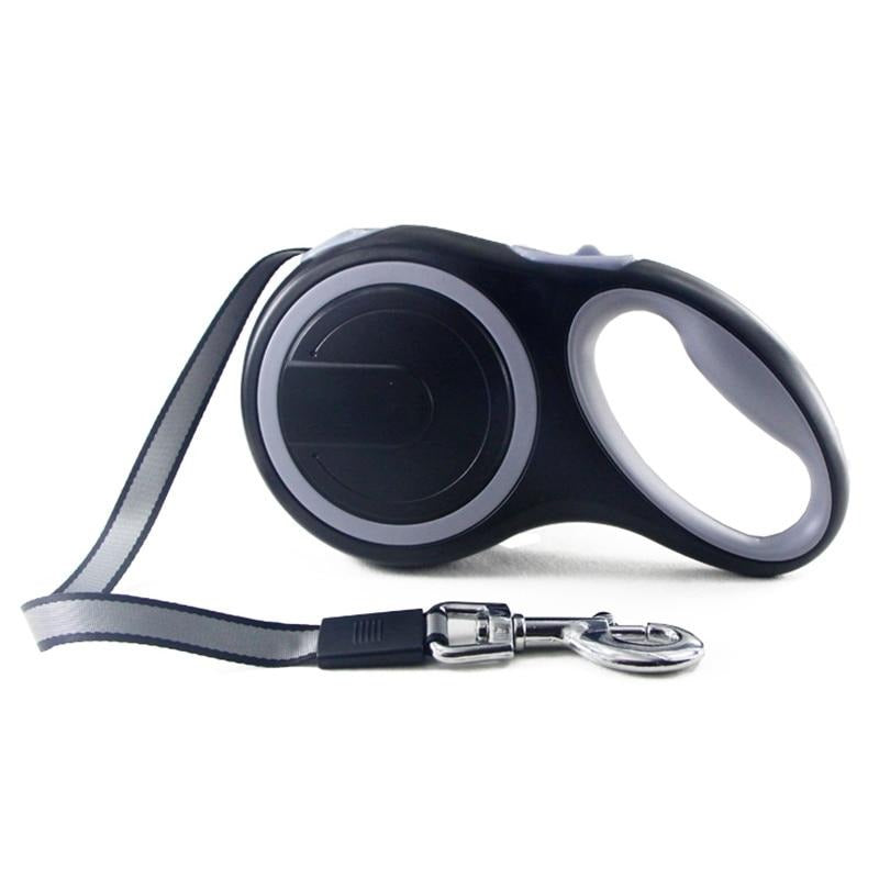 Retractable dog leash for wheelchair walks and mobility outings